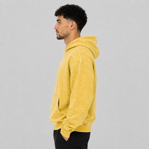 Suéter de Invierno para Hombre de Alta Calidad, 100% Algodón, Lavado Ácido, Color Sólido, Casual, Ecológico, de Secado Rápido, Transpirable, con Cuello de Forro Polar y Logotipo - Product Image 5