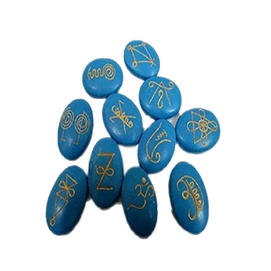 Haute qualité karuna Turquoise Bleu Howlite forme Ovale pierre 11 pièces karuna ensemble naturel guérison cristal pierres précieuses ensemble en gros - Product Image 4