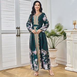 Abaya Musulmana Modesta para Mujer, Transpirable, Elegante, Estilo Étnico de Dubái, Vestido de Fiesta, Poliéster, para Verano, Otoño y Primavera - Product Image 5