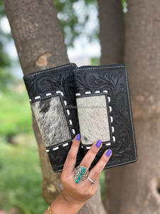 Pelo hecho a mano real en ocultar cuero de piel negra con herramientas embrague nuevas mujeres occidentales diseñadas Venta caliente billetera única de cuero con herramientas - Product Image 5