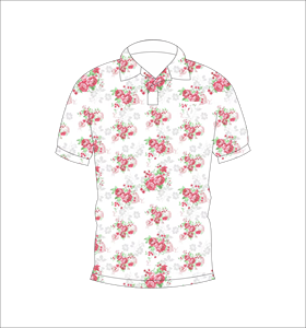 Men’s <b>White</b> Pink Floral Print <b>Polo</b> Shirt Short Sleeve Casual Summer Fashion Shirt - Product Image 1