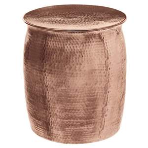 Table d'appoint en métal au look vintage avec finition en laiton antique et détails faits à la main pour une décoration intérieure classique - Product Image 1