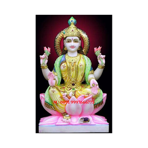 Statue de Laxmi Mata en marbre blanc de qualité supérieure, finement polie et brillante, pour la décoration de la maison et des temples. - Product Image 5