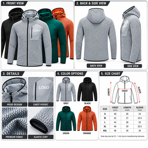 Customized Autumn Knitted Plain Dyed <b>Fleece</b> Zip-Up Lined Fitness Hoodie Men's Long Sleeved Casual Basketball Outdoor <b>Running</b> - Product Image 5