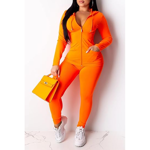 New Style Women's Spring Eco-Friendly Two Piece Tracksuit Set Long Sleeve Zipper Hoodie Jacket Sweatpants <b>Workout</b> Set Customized - Product Image 2