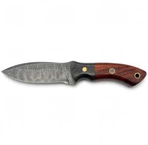 Outil utilitaire artisanal en acier Damas avec manche hybride en bois de palissandre rouge et mosaïque - Product Image 5