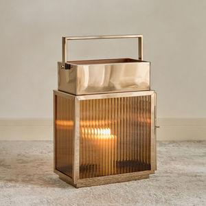 Wholesale Stainless Steel Rose <b>Gold</b> Plated Candle Holder <b>Lantern</b> Handmade Rectangular Shape <b>Lanterns</b> for Home Decorations - Product Image 2