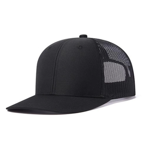 Best Price Unisex Black Mesh Trucker Hat 6-Panel Adjustable <b>Flat</b> Brim Casual <b>Cap</b> Spring <b>Summer</b> Breathable Fabric OEM Supply - Product Image 1