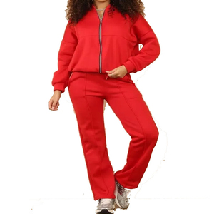 Ensemble de survêtement décontracté deux pièces pour femme, grande taille, haute qualité, élégant, à capuche, 100 % coton respirant, vente en gros - Product Image 2