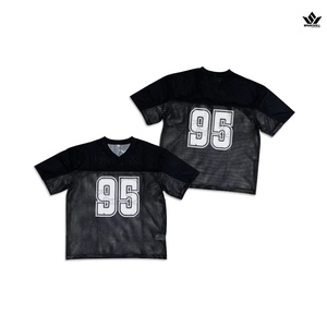 Camiseta de Fútbol Americano Verde Personalizada con Cuello en V, Manga Corta, Malla Sublimada Transpirable, 100% Poliéster, Ropa Deportiva para Equipos Adultos - Product Image 4