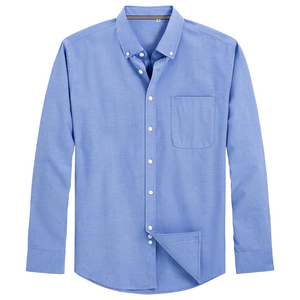 Chemise de bureau pour homme en coton bleu français, manches longues, coupe classique, douce, durable, vente en gros de chemises pour homme - Product Image 3