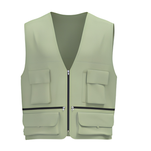 Gilet multi-poches léger et respirant en maille nylon et toile de coton avec fermetures éclair pour voyage, pêche, travail, photographie et transport de marchandises - Product Image 2