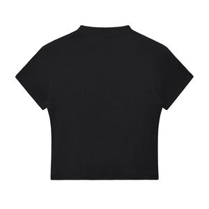 Camiseta Corta Ajustada Personalizada para Mujer, Estilo Baby Tee Elástica con Pedrería en el Cuello, Bordado y Estampado, para Fitness - Product Image 2