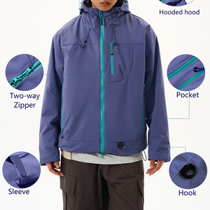 Chaqueta Softshell Flexible para Hombre, Ropa Exterior de Trekking, Resistente al Agua y al Viento, Chaqueta de Entrenamiento Softshell para Hombre - Product Image 4