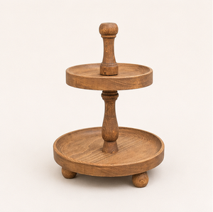 2-Tier Wooden Cake Stand Decorative Serving Tray for Cupcakes Desserts and Fruit Elegant Wedding and Party <b>Tabletop</b> Display - Product Image 5