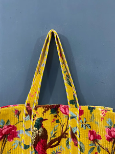 Bolsa de Compras de Verano Ligera de Algodón Ecológico, Hecha a Mano con Estampado de Bloques, Acolchada, con Cierre de Cremallera y Práctico Bolsillo - Product Image 3