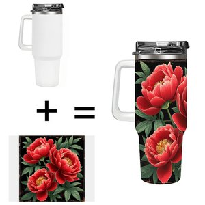 Gobelet isotherme en acier inoxydable 40oz avec motif pivoine rouge pour usage quotidien - Product Image 1
