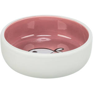 Mangeoire en céramique pour animaux de compagnie 0,3 L 13 cm intérieur rose avec motif ours pour chiens et chats - Product Image 1