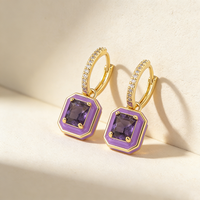 QIKU carré strass luxe cristal géométrique pendentif boucles d'oreilles goutte 4 couleurs cuivre CZ femmes bijoux accessoires cadeau de mariage