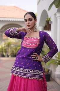 Nouvelle tenue chaniya choli élégante et tendance, style Navratri, entièrement cousue en rayonne, avec travail Kodi, parfaite pour adultes. - Product Image 3