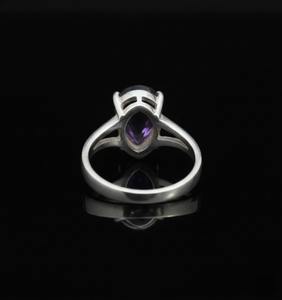 Améthyste naturelle en argent 925, taille poire, sertie en clos, faite à la main, minimaliste, certifiée par un tiers, pour mariage et anniversaire - Product Image 4