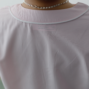 Vente en gros de pyjamas 100% coton pour enfants design haut de gamme rayé blanc rose motif ligne blanche boutons manches courtes longues - Product Image 5