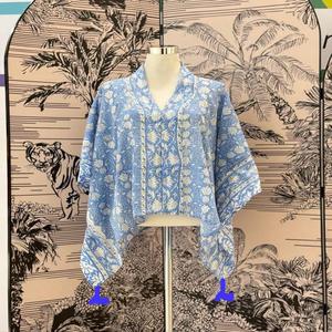 Floral Print Cotton Kimono V-Neck Loose <b>Boho</b> Short Sleeve Asymmetrical Hem <b>Summer</b> <b>Dress</b> Short Kaftan Top <b>Summer</b> Short <b>Dress</b> - Product Image 3