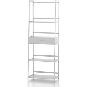 Libreria a Scala WTZ a 5 Ripiani con Cassetti Girevoli, Scaffale Moderno Aperto Bianco per Camera da Letto, Soggiorno, Ufficio - BC 239 - Product Image 5
