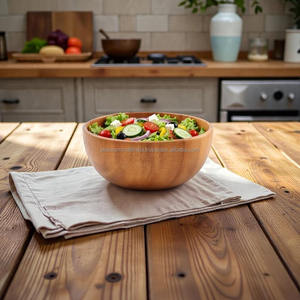 Tazón de Madera Maciza Hecho a Mano, de la Mejor Calidad, Superficie Lisa y Pulida, Ideal para Servir Frutas, Ensaladas, Sopas, Bocadillos y Comidas - Product Image 2
