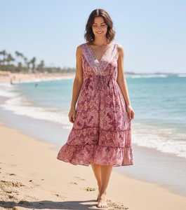 Maxi <b>Dress</b> Deep V-Neck <b>Boho</b> Paisley Silk Mini <b>Dress</b> | Sleeveless <b>Summer</b> Tunic | Vintage Style Festival <b>Dress</b> for Women - Product Image 1