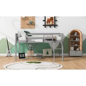 Letto a soppalco a galleria bassa con scaletta, grigio, per bambini, con opzione di posizionamento, vecchio SKU GX000366AAE - Product Image 6