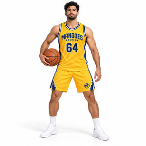 Ensemble d'uniformes de basket-ball personnalisés pour hommes, jaune et vert, col en V, avec shorts assortis, impression par sublimation, noms personnalisés, numéro d'équipe, 100% personnalisable - Product Image 5