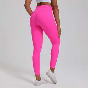 Leggings de sport pour femmes personnalisés de haute qualité, motif uni, écologiques, séchage rapide, longueur intégrale, effet froncé aux fesses, vente en gros - Product Image 6