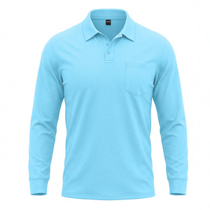 <b>Men's</b> Long Sleeve Knitted Polo <b>Shirt</b> Solid Black Button Collar Casual Style 100% Cotton Anti-Pilling Regular Fit 2027 - Product Image 2