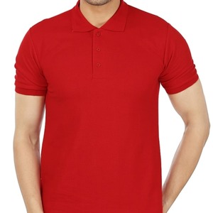 Polo Rojo de Manga Corta para Hombre, 100% Algodón, Transpirable, Tejido de Punto, Color Sólido - Product Image 1