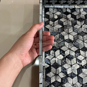 Bandeja para servir de resina de nácar de la mejor calidad India hecha a mano, bandeja rectangular y redonda de concha de mar de Falak World Export - Product Image 6