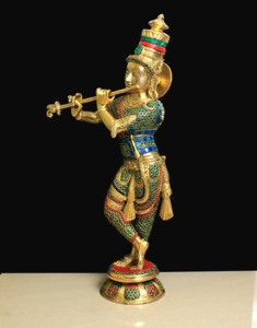Statue de Krishna, idéale pour la décoration religieuse et culturelle, statue en laiton de haute qualité - Product Image 3