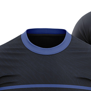 Camiseta de Fútbol Unisex con Bloques de Color Negro y Azul, Estampada, Manga Corta, Cuello Redondo, Absorbe la Humedad, 100% Poliéster, Corte Regular - Product Image 3