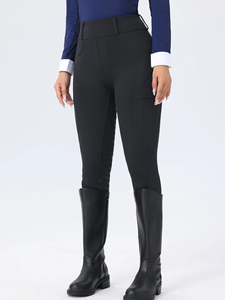 Culotte d'équitation intégrale pour femme, taille mi-haute, unie, avec fermeture éclair, antidérapante en silicone, résistante à l'usure, collection automne-hiver - Product Image 3