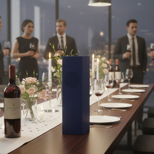 Boîte d'emballage pour bouteille de vin en kraft réutilisable avec fermeture magnétique | Boîte cadeau rigide gaufrée avec revêtement UV et doublure en mousse, durable - Product Image 2