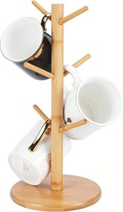 Eco Friendly Wooden Bamboo Mug Holder Natural Coffee Cup Organizer Display <b>Rack</b> Wholesale Vietnam Export Supplier - Product Image 6