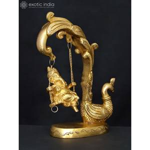 Statue de sculpture élégante en laiton Lord Ganesha de 9 pouces sur une œuvre d'art de qualité supérieure en forme de paon - Product Image 4