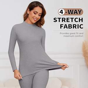 Ensemble de sous-vêtements thermiques à col montant pour femme, haut et bas doublés en polaire, pour temps froid - Product Image 4