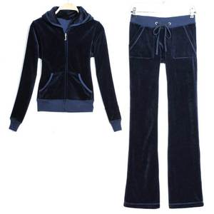 Ensemble de survêtement écologique en velours à carreaux pour femme, veste zippée classique et pantalon large, tenue de sport décontractée et tendance - Product Image 1