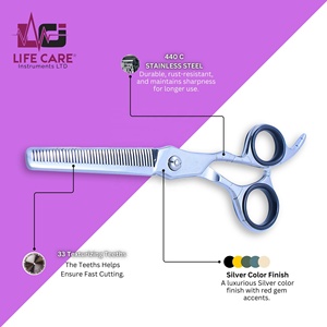 Juego de tijeras profesionales para el cabello, tornillo ajustable, cizalla de adelgazamiento, mango ergonómico, diseño de hoja de acero inoxidable para mayor comodidad - Product Image 5