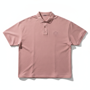 เสื้อสตรีทแวร์ผู้ชายแบบ OEM สกรีนโลโก้ตามสั่ง ทรงหลวมไหล่ตก สีชมพูอมเทา ผ้าถักพิมพ์ลาย 100% ผ้าฝ้าย - Product Image 1