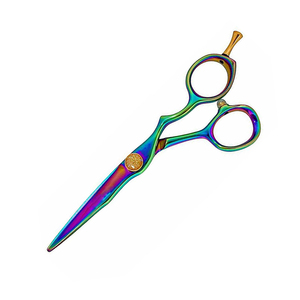 Ciseaux de barbier de 5,5 pouces en titane couleur arc-en-ciel pour droitiers, ciseaux de salon de beauté en acier inoxydable - Product Image 6