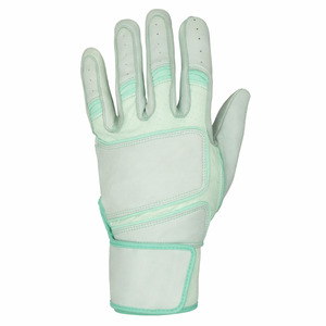 Custom Adult Baseball Batting Gloves Soft Leather Ventilated Grip Gloves Adjustable Strap Mint Green Training OEM Factory Supply - Product Image 5