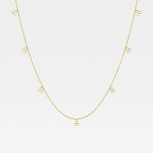 สร้อยคอจี้รูปโคลเวอร์ทองคำขาวประดับเพชรแล็บโกรว์ - Product Image 1