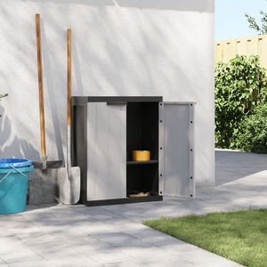 Armadietto grigio e nero per esterni 25.6 "x 14.6" x 33.5 "PP durevole e resistente agli agenti atmosferici - Product Image 1